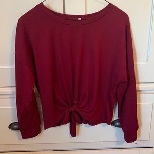 dark red crop top shirt